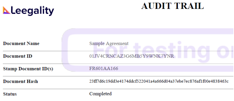 Audit Trail | Leegality